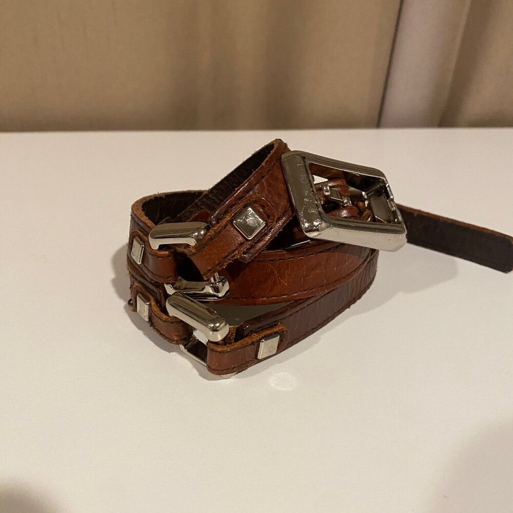 Vintage‎ Leather & Metal Chain Equestrian Belt Adjustable 35–40"